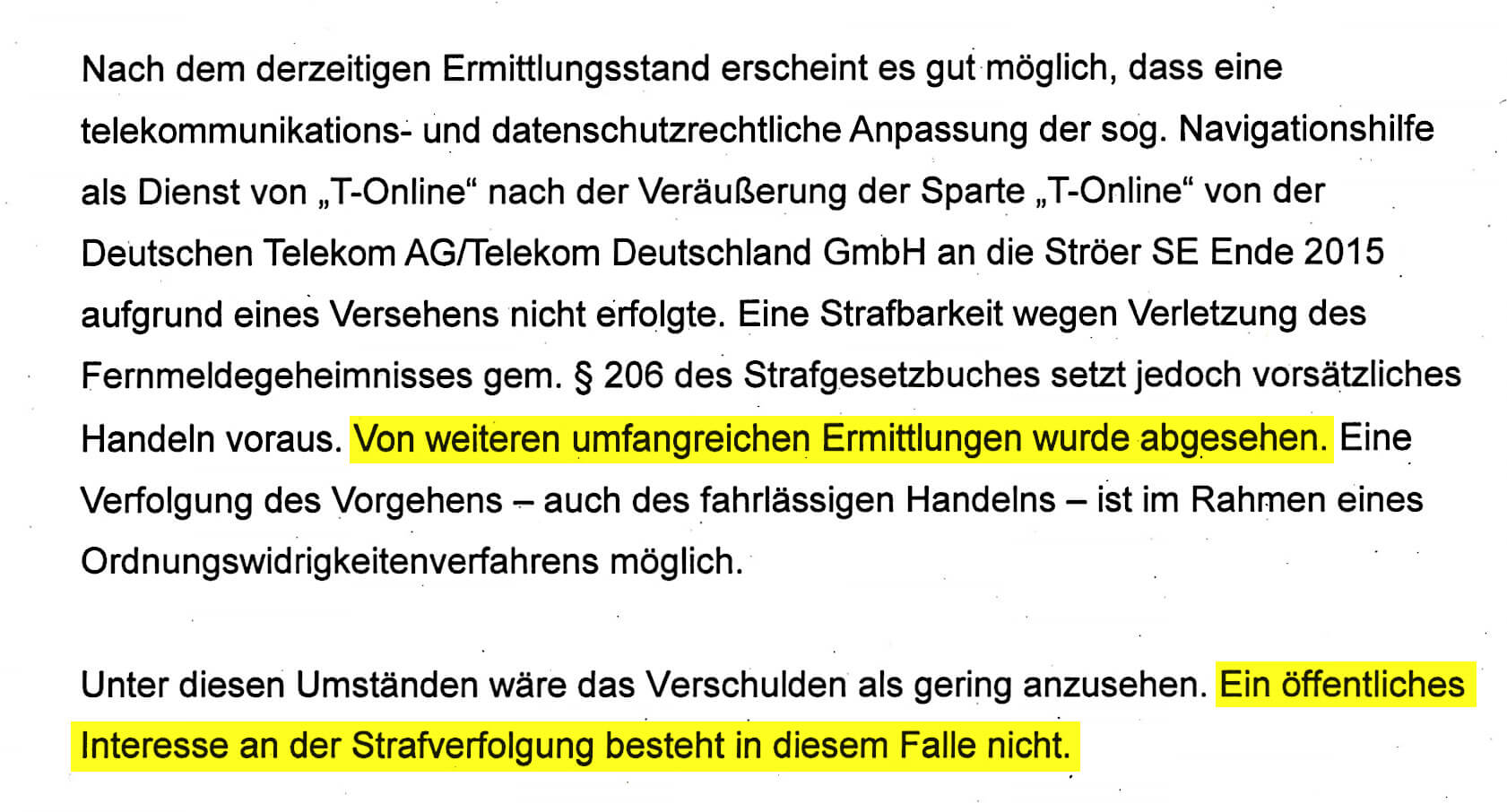 Ausschnitt aus der Einstellungsbegründung der StA Bonn Ausschnitt Schreiben